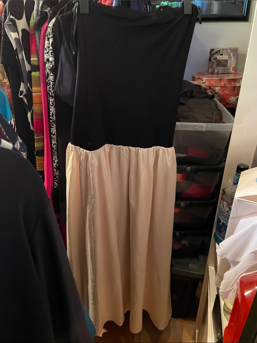 ☀️ SUMMER CLEARANCE 🛍️ Commense Black and Cream Strapless Maxi Dress